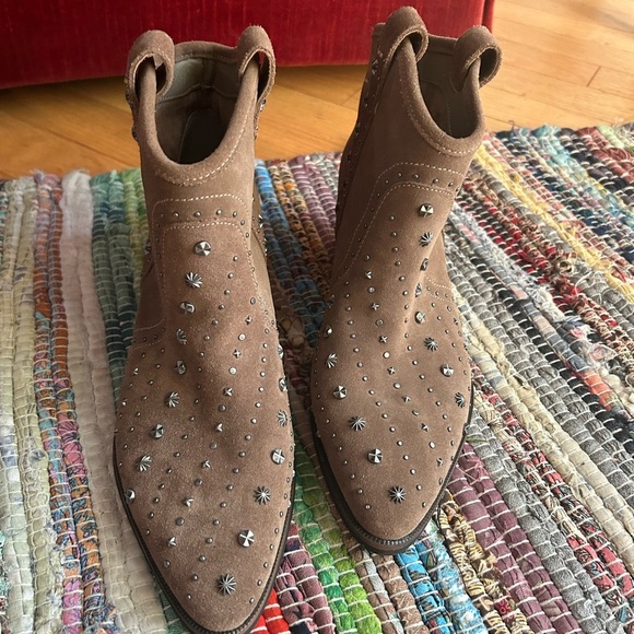 Sam Edelman Studded Brown Suede Ankle Boots 6.5" - Picture 11 of 16
